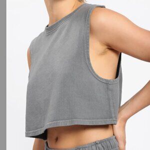 MONO B Cropped Tank Workout Gray M Medium
